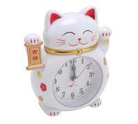 Reloj de Gato de la Suerte, Diseño Lindo de la Forma del Gato de Dibujos Animados, Pantalla Grande, Reloj Despertador del Buen Gato de la Suerte para el Hogar (YF2025B)