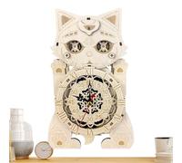 Reloj de gato de madera - 3D | Kit de Construcción de Pasatiempos Creativos Para Sala, Cafetería, Librería, Estudio, Decoración