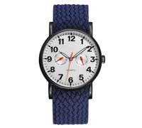 Reloj de hombre 38 mm impermeable deportes al aire libre de acero inoxidable cuarzo fácil lector esfera correa de nylon trenzado reloj pulsera ligero adecuado para una variedad de ocasiones, Lado Azul