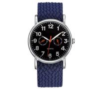 Reloj de hombre 38 mm impermeable deportes al aire libre de acero inoxidable cuarzo fácil lector esfera correa de nylon trenzado reloj pulsera ligero adecuado para una variedad de ocasiones, Le Cordon