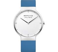 BERING 15540-700 Reloj de cuarzo para hombre con caja de acero inoxidable plateado de 40 mm y esfera blanca, correa de silicona, cristal de zafiro y resistencia al agua de 5 ATM