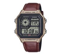 Reloj de Hombre CASIO AE-1200WHL-5AVEF Digital Cuero Brown Chrono Sub 100mt