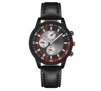 Reloj de hombre con correa de acero inoxidable cronógrafo esfera grande hip hop negocios personality reloj de cuarzo, rojo, Correa