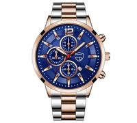 Reloj de Hombre de Acero Inoxidable a la Moda, personalidad, Dial Grande con Calendario, Reloj Analógico de Cuarzo, Casual, 24