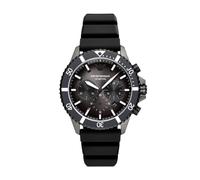 Emporio Armani Reloj Hombre, Movimiento cronógrafo, 43MM Caja de acero Gunmetal con correa de silicona, AR11515, Negro y carbón