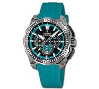 Reloj De Hombre Festina Cronógrafo Bike Con Correa De Caucho Turquesa UF20725/6