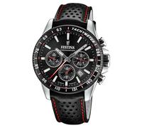 Festina Reloj Hombre F20561/4 Timeless Chronograph Caja de Acero Inoxidable 316l Plateado Correa de Cuero Negro