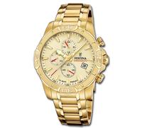 Festina Reloj Hombre Analógico de Acero Inoxidable 316l Dorado - Movimiento de Cuarzo - Cronógrafo - Calendario - Cristal Mineral Resistente - Resistente al Agua 10 ATM F20705/2 Timeless Chronograph