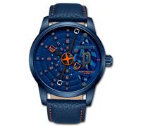 Reloj De Hombre Police De Cuero Azul Naranja Police Avondale UPOA0022102