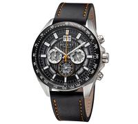 Regent Hombre Reloj Analógico Pulsera de Cuero Negro Naranja URBA828