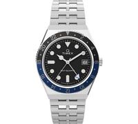 Reloj de Hombre TIMEX Q DIVER GMT TW2V38100 Acero Inoxidable Negro SWISS MADE