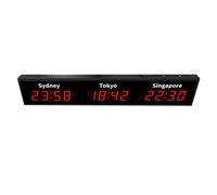 Reloj de hora mundial, 3 zonas horarias de ciudades, pantalla de 12/24 horas, brillo ajustable para hoteles, aeropuertos, lugares de entretenimiento, perfecto para uso global