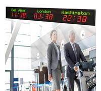 Reloj De Hora Mundial LED, Reloj De Pared Digital Con Hora Mundial, Reloj De Pared Mundial Con Múltiples Zonas Horarias a Todo Color Para Interiores, Reloj Mundial,3citytime