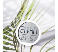 Reloj de interior con visualización de temperatura, humedad y fecha, reloj magnético para nevera, cocina, dormitorio, oficina, monitor de clima, interruptor de 12/24 horas, blanco y negro, 7,4 x 7,4 x
