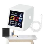 Reloj de la estación meteorológica, reloj meteorológico digital | Pequeño pronóstico del tiempo digital - Home Humedad Monitor Recargable Fecha Hora Portátil Escritorio Inteligente Control Alarma para