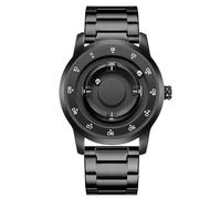 Reloj de levitación magnética for hombre con diseño sin espejo: correa de acero inoxidable y piel, esfera con números romanos, resistencia al agua de 30 m, ideal for coleccionistas y regalos.(Black9)