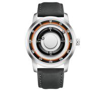 Reloj de levitación magnética for hombre con diseño sin espejo: correa de acero inoxidable y piel, esfera con números romanos, resistencia al agua de 30 m, ideal for coleccionistas y regalos.(Black1)
