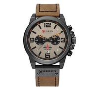 Reloj de lujo militar de cuarzo impermeable para hombre con cronómetro de cuero, Cinturón Negro, Gris, Marrón, Clásico y elegante