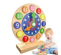 Reloj De Madera, Aprende A Decir La Hora, Reloj Analógico para Niños, Reloj De Aprendizaje Colorido con Diseño Analógico De Madera Y Colorido para Niños Pequeños En Preescolar O Escuela Primaria