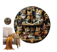 Reloj de madera con forma de gato, reloj decorativo silencioso de 12 pulgadas, silencioso, retro, decoración de estantería de madera, temporizador decorativo sin garrapatas para el
