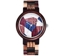 Reloj de madera geométrica invertida, reloj creativo de cuarzo para hombre, relojes de madera hechos a mano, rojo y azul