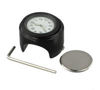 Reloj de manillar de motocicleta con visión, calibre de montaje de barra de aleación de aluminio para manubrio de bicicleta de 22 mm, 7/8 a 1 pulgada, negro (panel blanco negro)