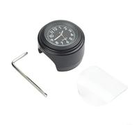 Reloj de manillar de motocicleta con visión, calibre de montaje de barra de aleación de aluminio para manubrio de bicicleta de 22 mm, 7/8 a 1 pulgada, negro (panel negro negro)