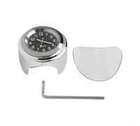 Reloj de manillar de motocicleta con visión, calibre de montaje de barra de aleación de aluminio para manubrio de bicicleta de 22 mm, 7/8 a 1 pulgada, negro (panel negro plateado)
