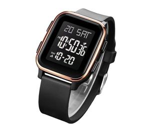 Reloj de mano digital: correa de silicona flexible, acero inoxidable pulido, vidrio acrílico endurecido con cuadrada | Reloj cómodo y moderno para hombre para ocasiones formales e informales de