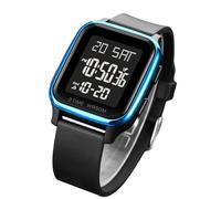 Reloj de Mano Digital para Hombre, Cuadrado, ABS, PU y Acero Inoxidable con luz Nocturna LED, Resistente al Agua hasta 50 m, Fecha, Alarma, Temporizador para Uso Casual, Viajes, cumpleaños,