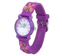 Reloj de mariposa infantil, reloj impermeable de dibujos animados en 3D para niños Reloj de cuarzo deportivo de silicona con esfera redonda para niños pequeños Niños pequeños Niños Niñas(Púrpura)