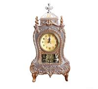 Reloj de mesa analógico vintage para montaje en pared con canciones de timbre por hora, modo nocturno silencioso (9 PM-6 AM), construcción de plástico, 6.5 x 3.4 x 13 pulgadas, para vivir (blanco)