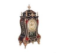 Reloj de mesa analógico vintage para montaje en pared con canciones de timbre por hora, modo nocturno silencioso (9 PM-6 AM), construcción de plástico, 6.5 x 3.4 x 13 pulgadas, para vivir (marrón +