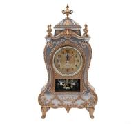 Reloj de mesa con diseño antiguo vintage y 12 canciones musicales por hora, funciona con pilas, reloj de plástico para uso decorativo en varios entornos (blanco)