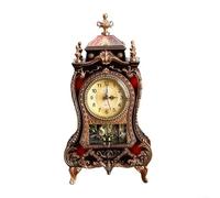 Reloj de mesa con diseño vintage con 12 melodías musicales, reloj decorativo antiguo para el hogar u oficina, reloj de plástico que funciona con pilas con campanillas cada hora (marrón)