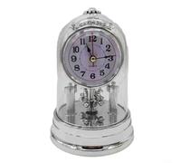 Reloj de mesa de inspiración vintage con péndulo mecánico y sonido de timbre en diseño europeo tradicional para muebles del hogar (plata)