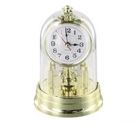 Reloj de mesa de inspiración vintage con péndulo mecánico y sonido de timbre en diseño europeo tradicional para muebles del hogar (dorado)