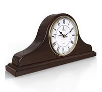 Reloj de mesa de madera para decoración de sala de estar, silencioso, decorativo, de madera maciza, funciona con pilas, para chimenea, oficina, escritorio, estante y decoración del hogar, 15 x 7.5