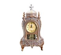 Reloj de mesa decorativo antiguo con 12 canciones musicales distintas, funciona con pilas, construcción de plástico, adecuado para varios espacios domésticos y comerciales (blanco)