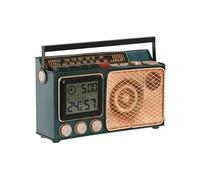 Reloj de mesa home esprit dorado verde oscuro metal radio 24 x 8 x 17 cm
