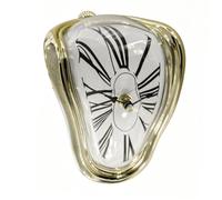 Reloj de Mesa Relaxdays, Salvador Dalí, para Bordes de Mesa y estantería, diseño Curvo, a Pilas, Dorado