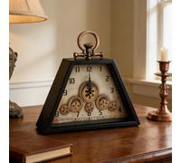 Reloj de mesa vintage con engranajes dinámicos, decoración de escritorio silenciosa, estética industrial steampunk para estante de repisa