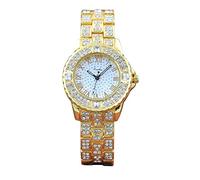 Reloj de Metal de Dorado Pulsera Cristal Pulsera Reloj Mujer Dorados Relojes portivos Mujer (Gold, One Size)