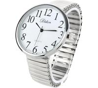 Reloj de Moda al por Mayor Geneva Super Large Stretch Reloj Clear Número fácil de Leer, S, Plateado, 1