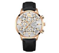 Reloj de Moda de la Personalidad del Hombre con el Reloj Analógico de Cuarzo de la Fecha Reloj de Cinturón del Estudiante de Negocios Casual, Malla De Oro Rosa Blanco Cara Negro, 24