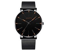 Reloj de moda para hombre de negocios de malla de acero inoxidable de cuarzo para hombre de moda ultra delgado reloj de hombre con correa de cuero, F., talla única