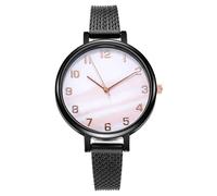 Reloj de moda para mujer Reloj de cuarzo analógico redondo de escala digital de 36 mm con correa de malla impermeable para una muñeca cómoda, Rosa