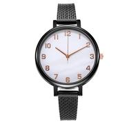 Reloj de moda para mujer Reloj de cuarzo analógico redondo de escala digital de 36 mm con correa de malla impermeable para una muñeca cómoda, Color blanco.