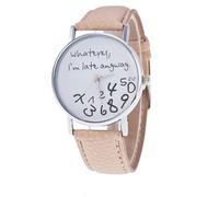 Reloj de moda para mujer, reloj de cuero con texto en inglés "Whatever I Am Late Anyway", correas de reloj de nailon, oro rosa, talla única
