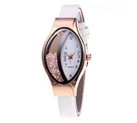 Reloj de moda para mujeres y niñas, tipo arena, semilunar, reloj de pulsera fino, correa de esfera pequeña, reloj de mujer de elipse, reloj pequeño para mujer, blanco, talla única